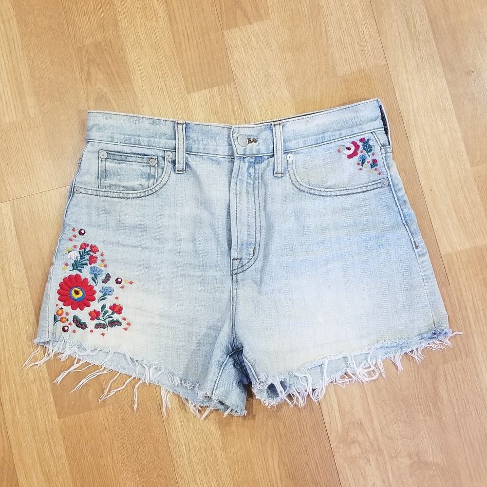 Madewell Embroidered Jean Shorts